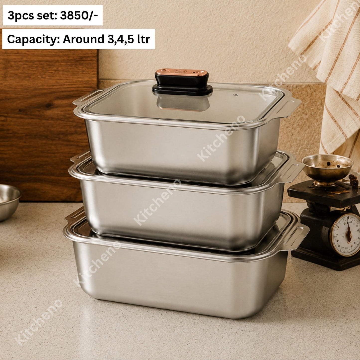 3 Pcs Stainless Steel Serving Dish Set