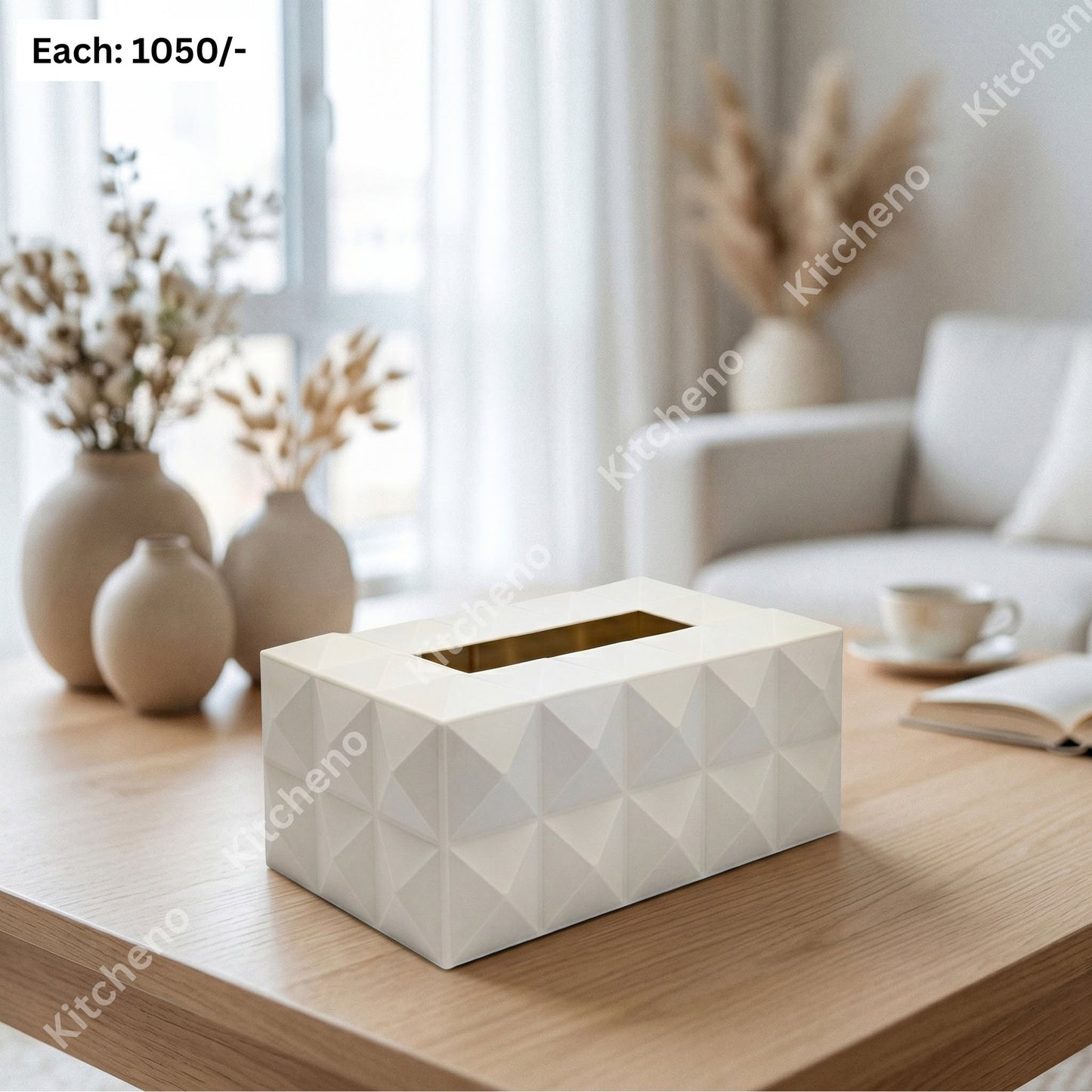 Plastic Tissue Box with Stylish Bamboo Lid