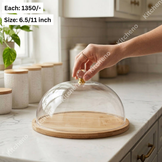 Wooden Cake Stand with Fiber Lid