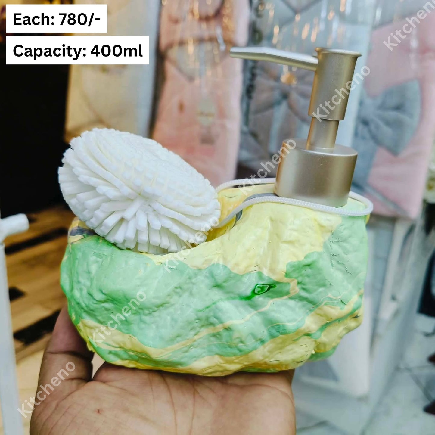 Uneven Ceramic Liquid Soap Dispenser with Scrubber