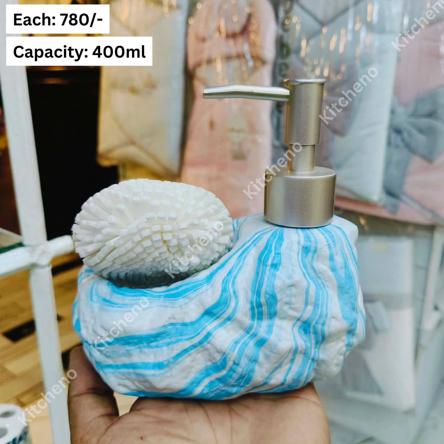Uneven Ceramic Liquid Soap Dispenser with Scrubber