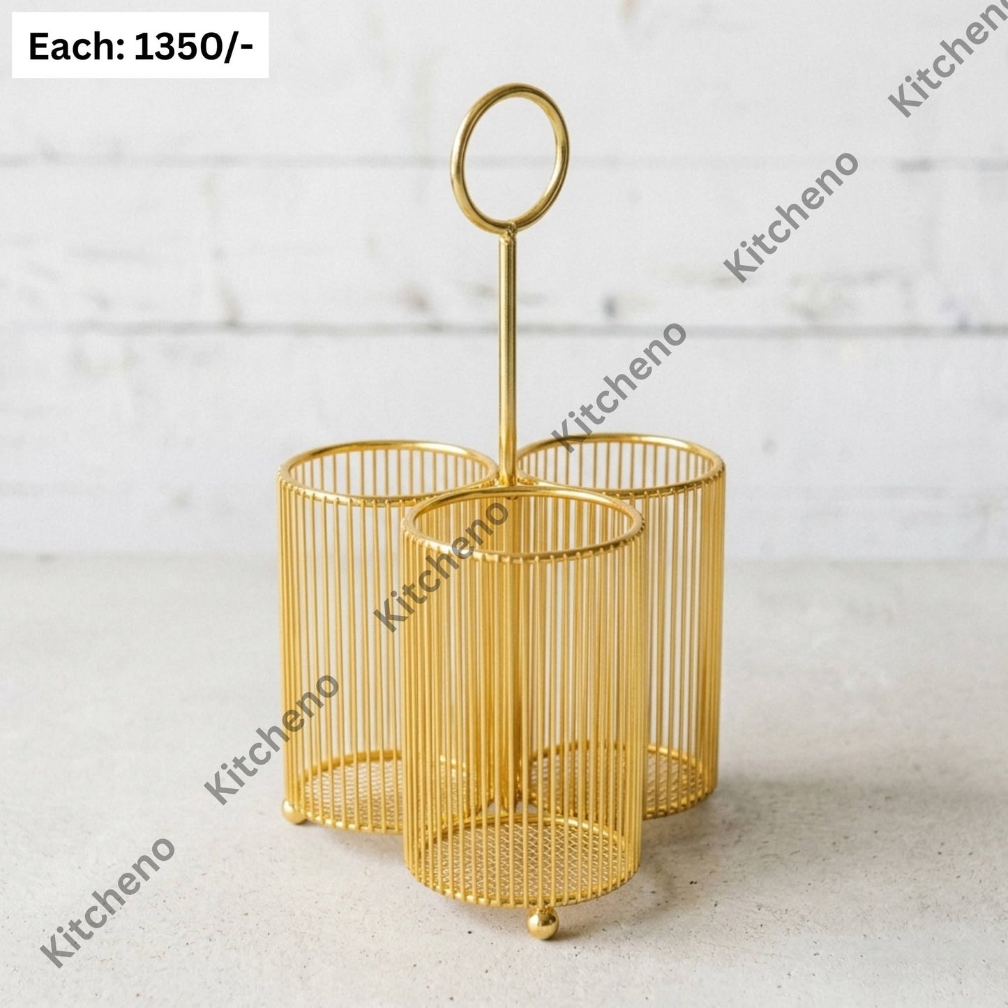 Luxurious Gold Finish Metal Spoon Holder
