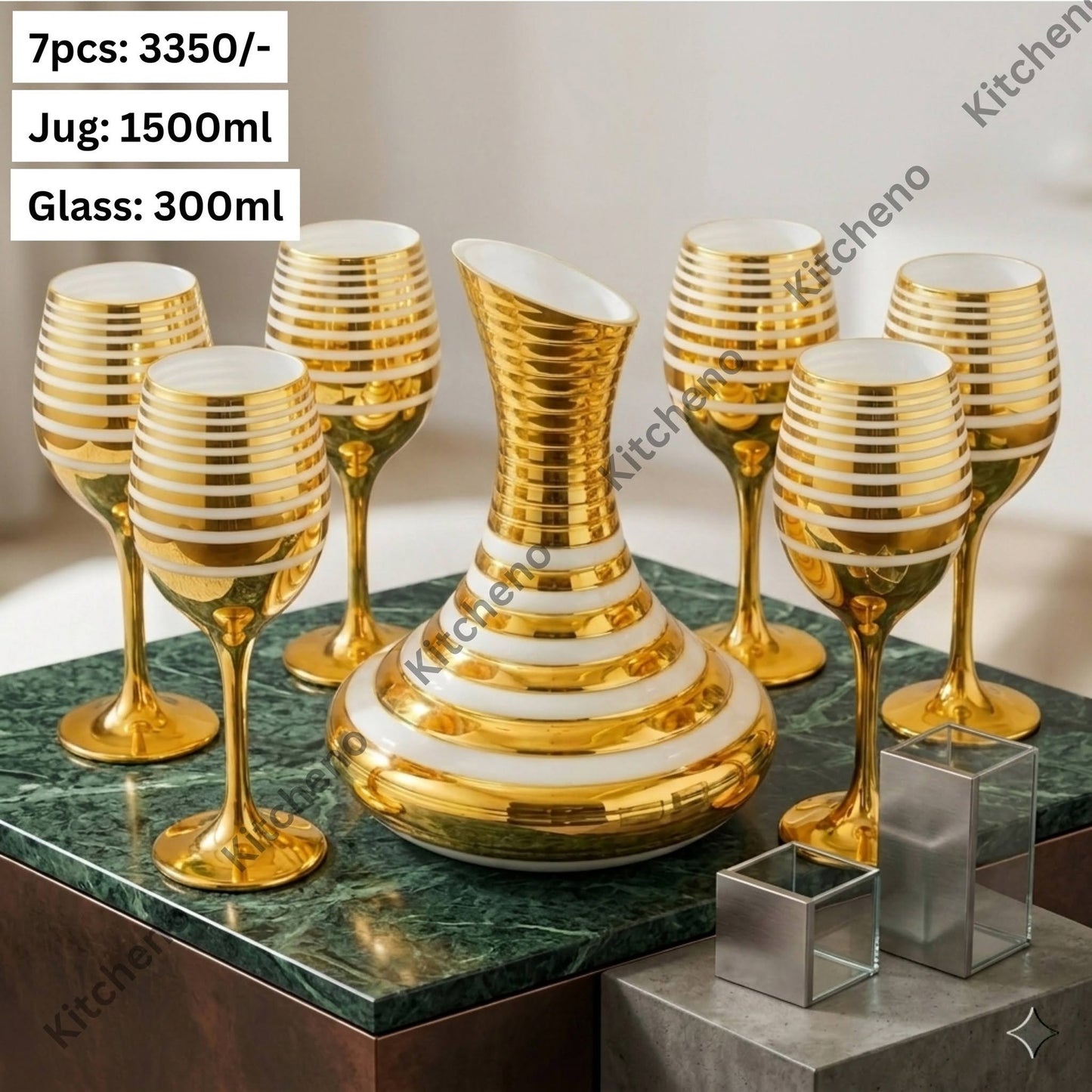 Premium Quality Imported Tableware Water & Juice Serving 6 Pcs Glass Set with Decanter