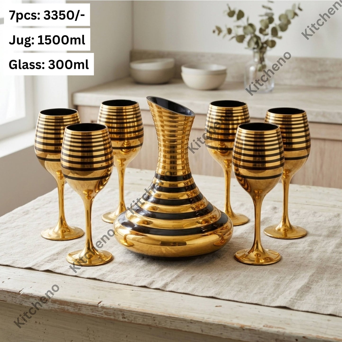 Premium Quality Imported Tableware Water & Juice Serving 6 Pcs Glass Set with Decanter