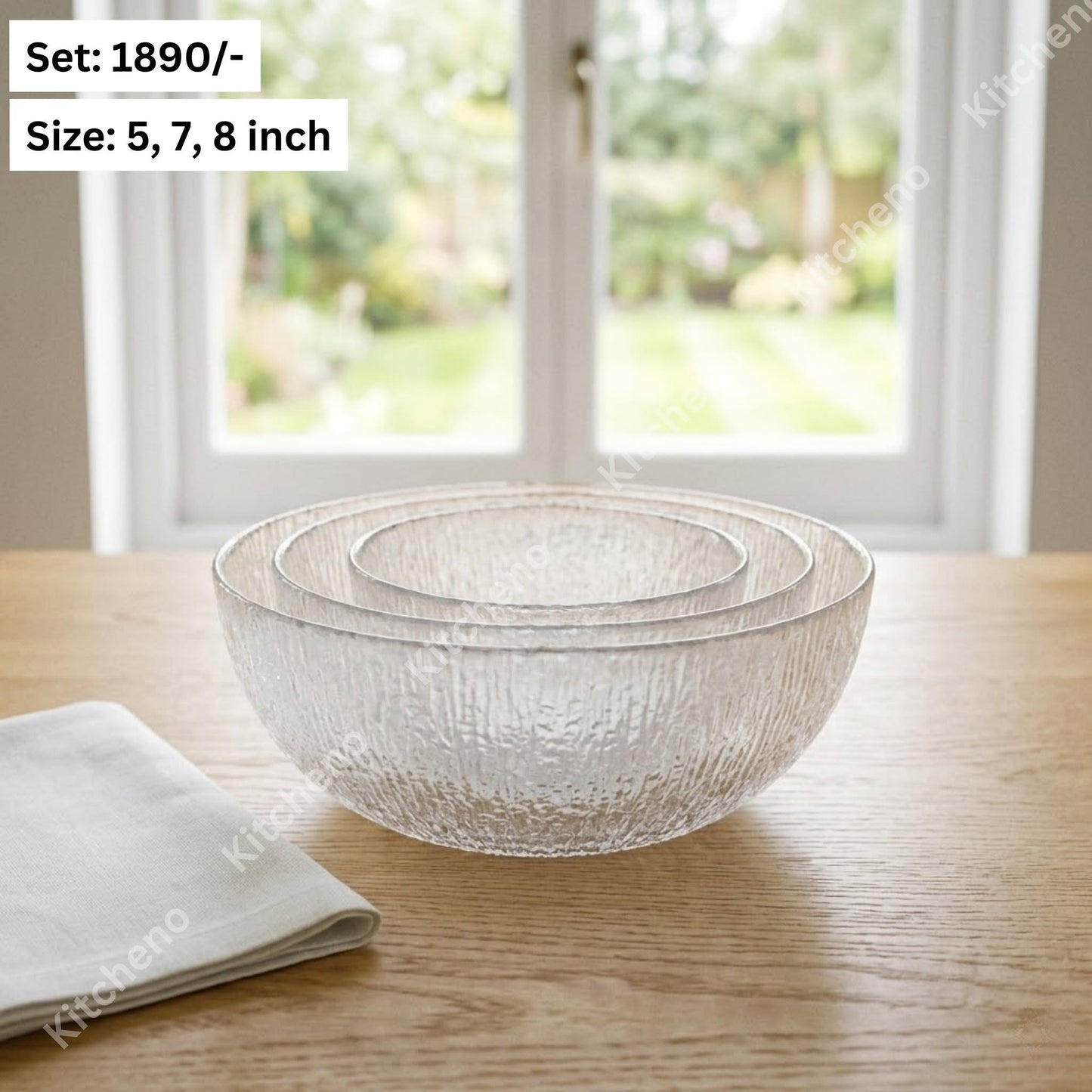 Ombre Colourful Glacier Pattern 3 Pcs Glass Bowl Set