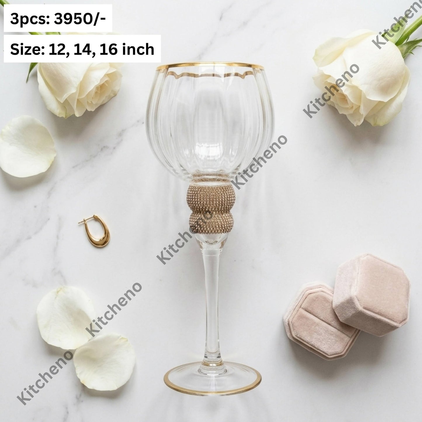 Luxurious Imported 3 Pcs Glass Candle Holder Set
