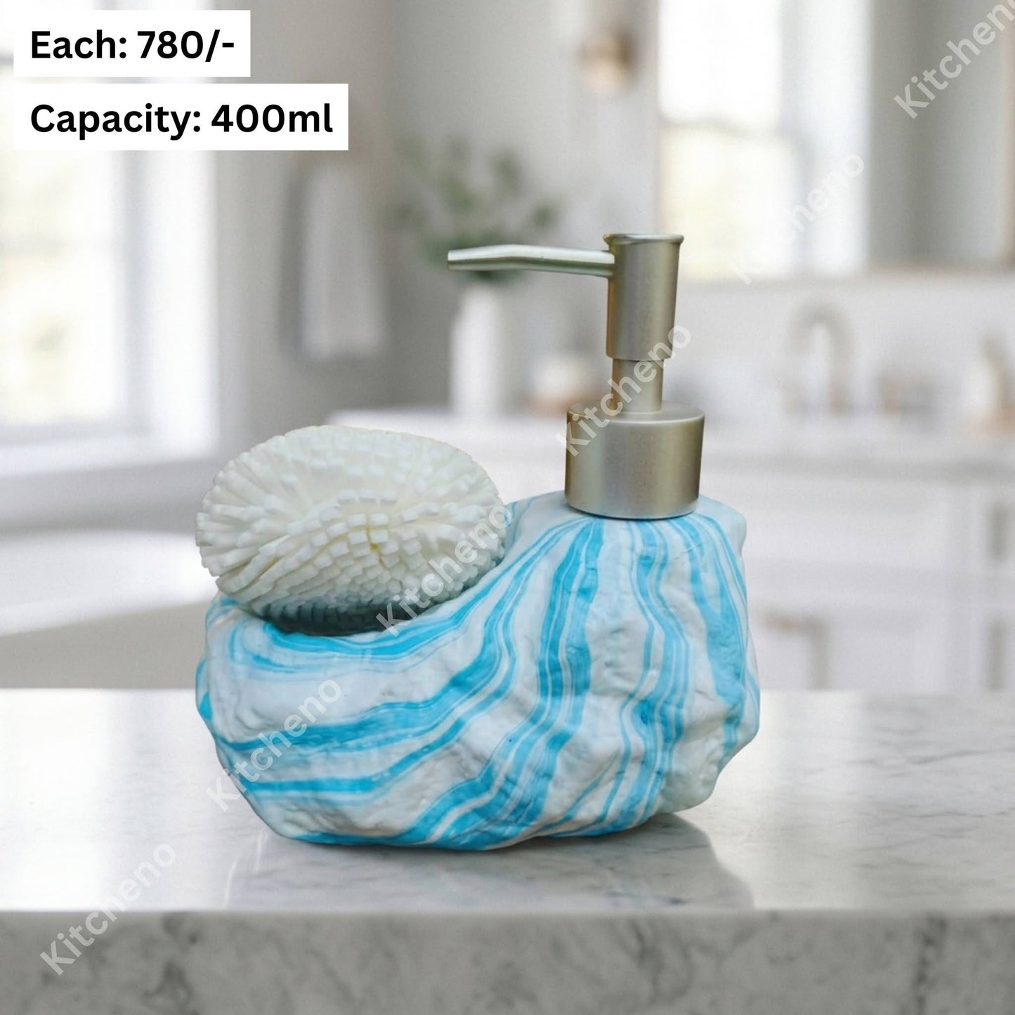 Uneven Ceramic Liquid Soap Dispenser with Scrubber