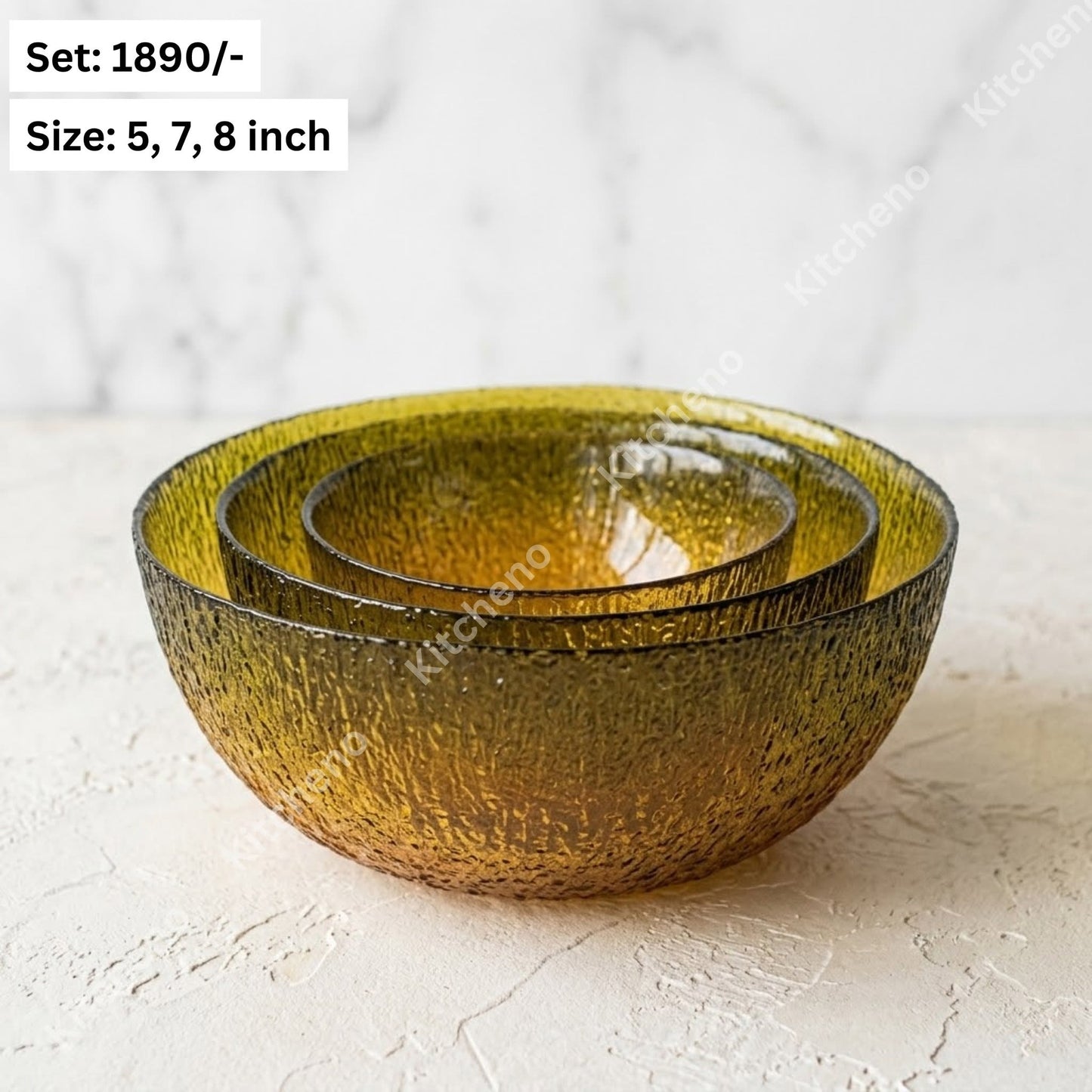 Ombre Colourful Glacier Pattern 3 Pcs Glass Bowl Set