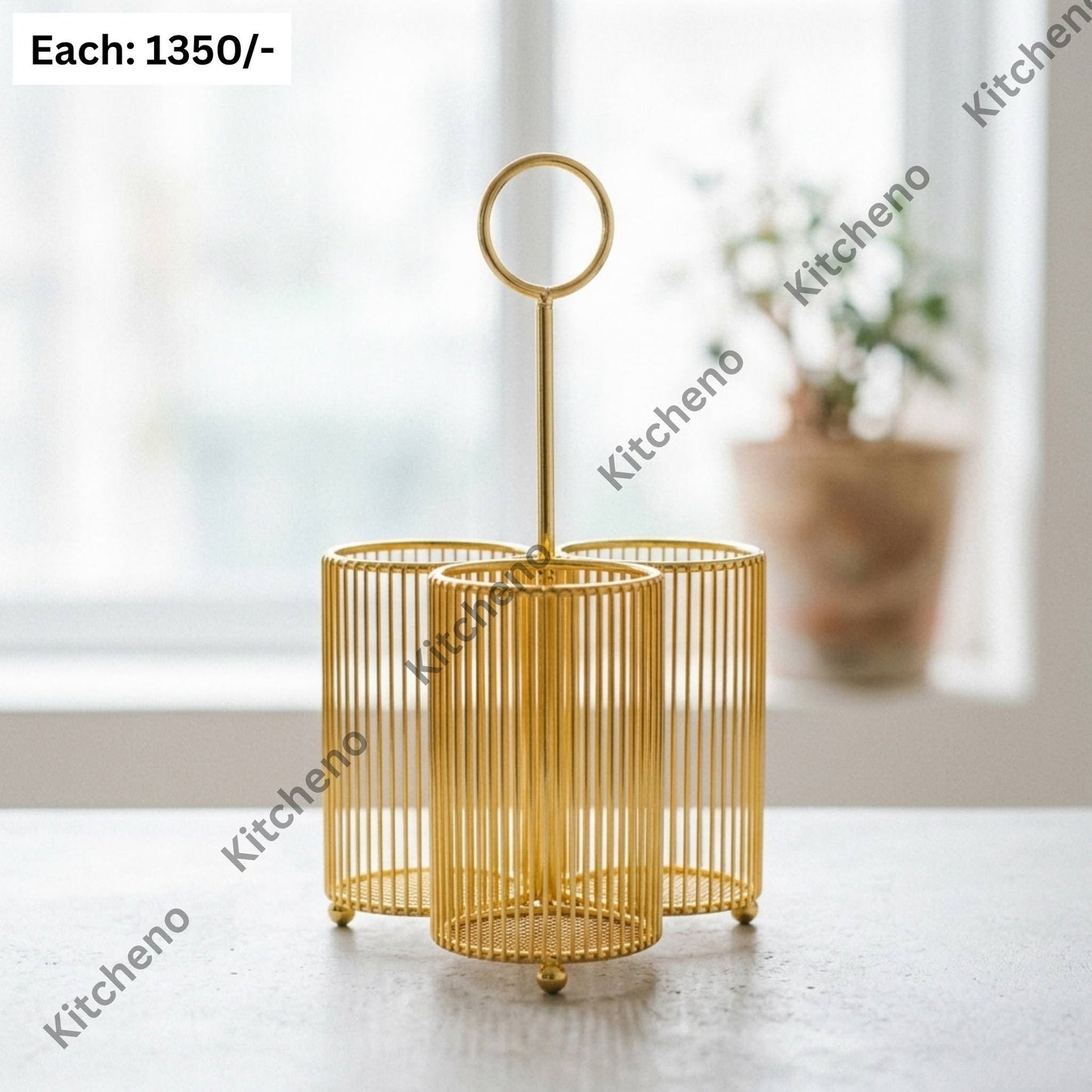 Luxurious Gold Finish Metal Spoon Holder