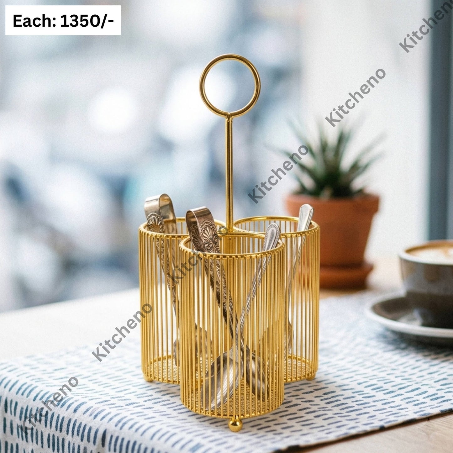 Luxurious Gold Finish Metal Spoon Holder