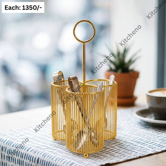 Luxurious Gold Finish Metal Spoon Holder