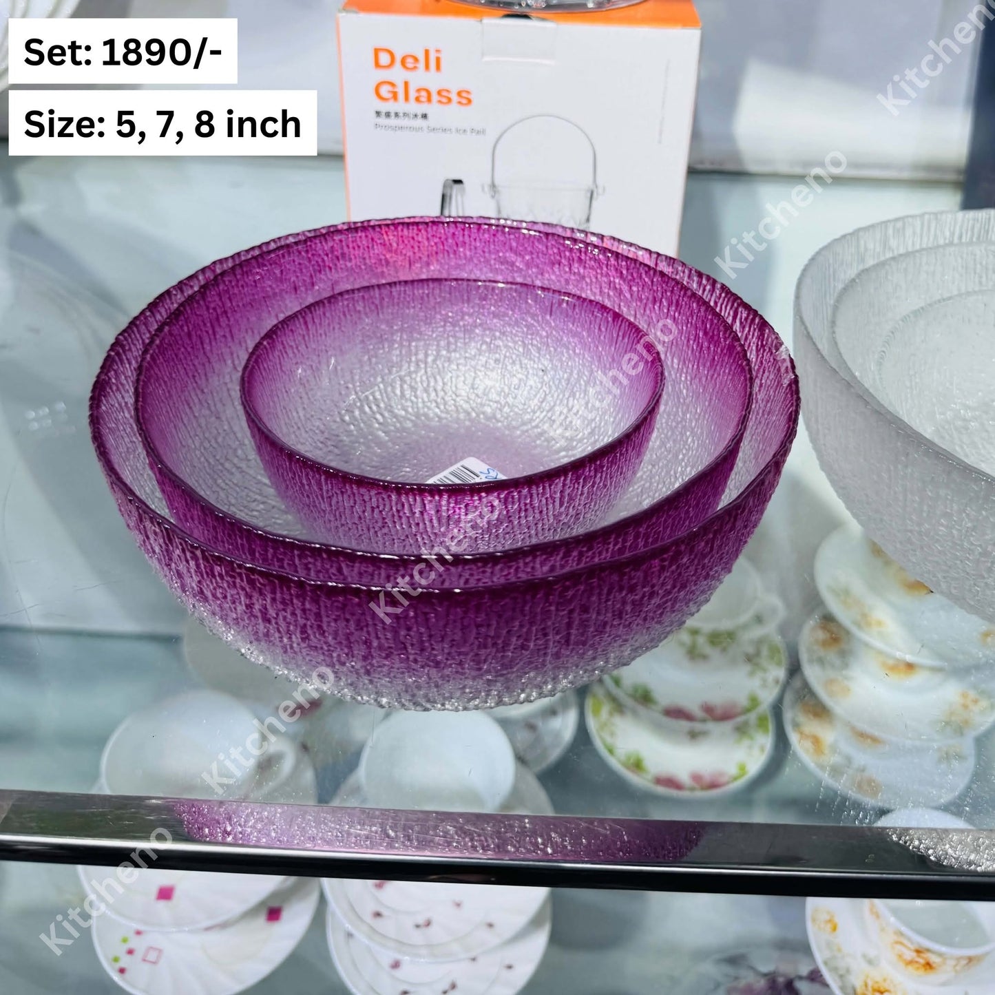 Ombre Colourful Glacier Pattern 3 Pcs Glass Bowl Set