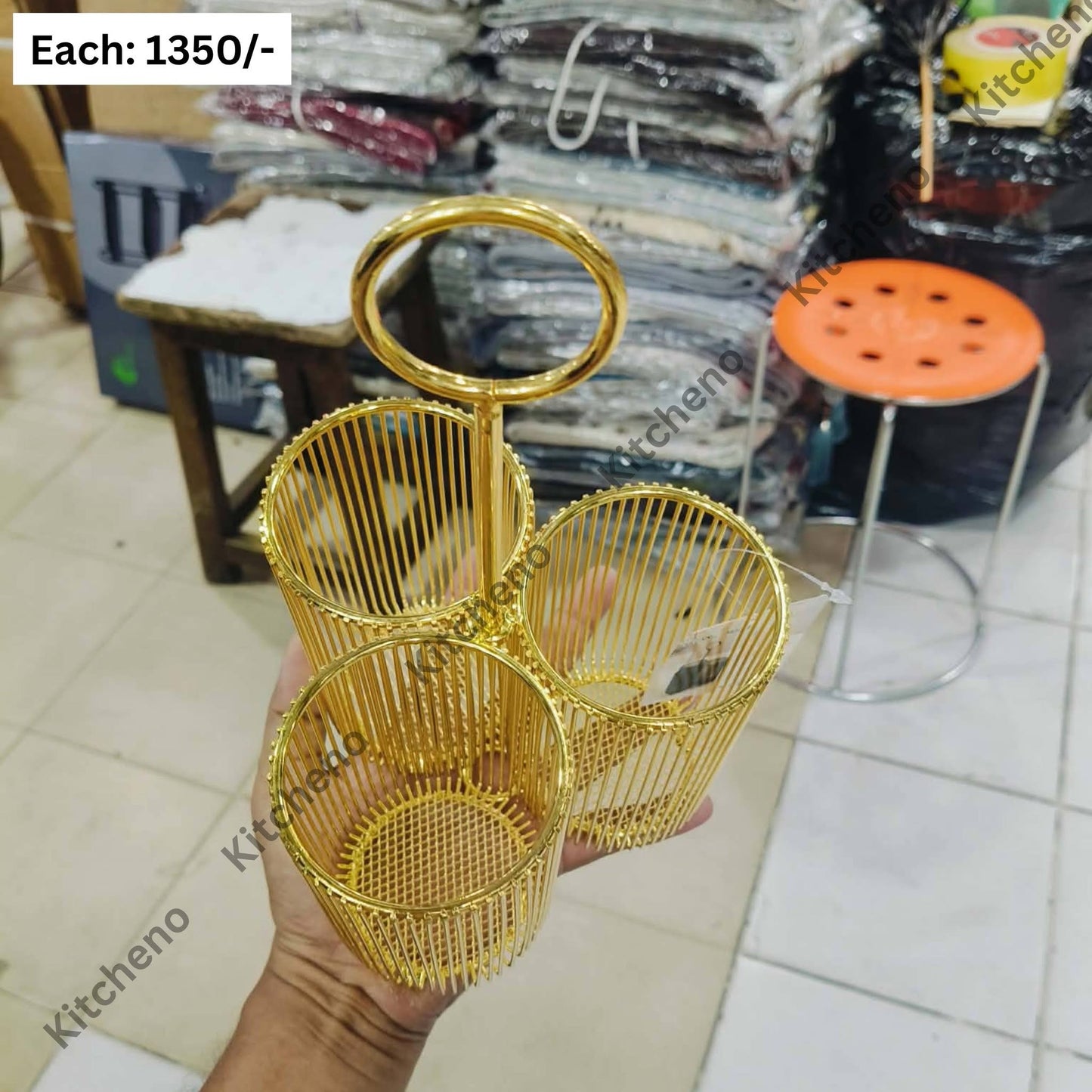 Luxurious Gold Finish Metal Spoon Holder