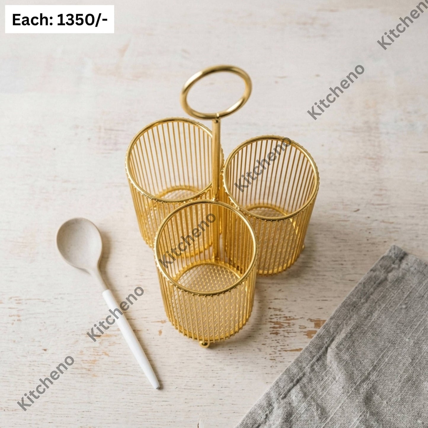 Luxurious Gold Finish Metal Spoon Holder