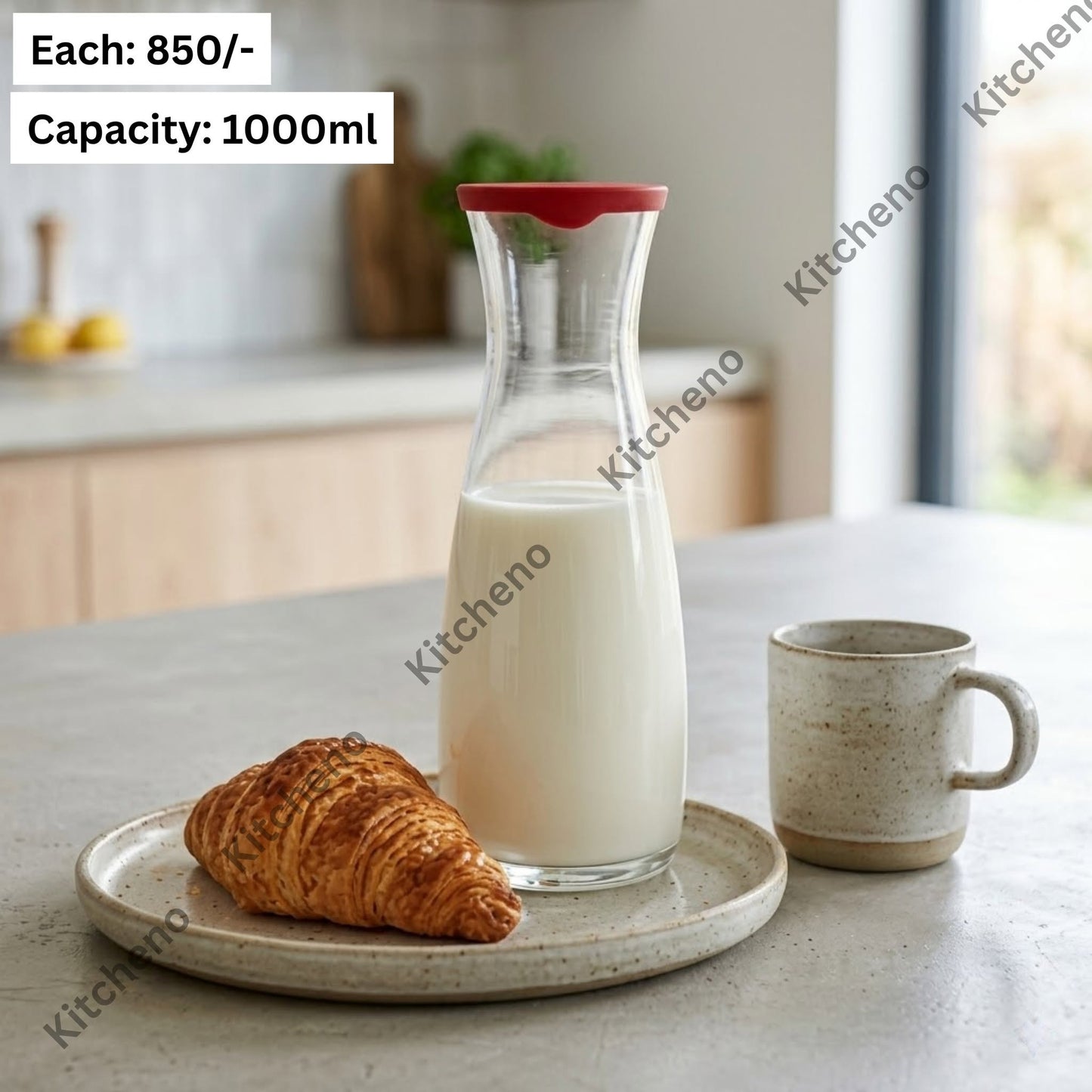 1000ml Turkish Glass Water Bottle with Plastic Lid