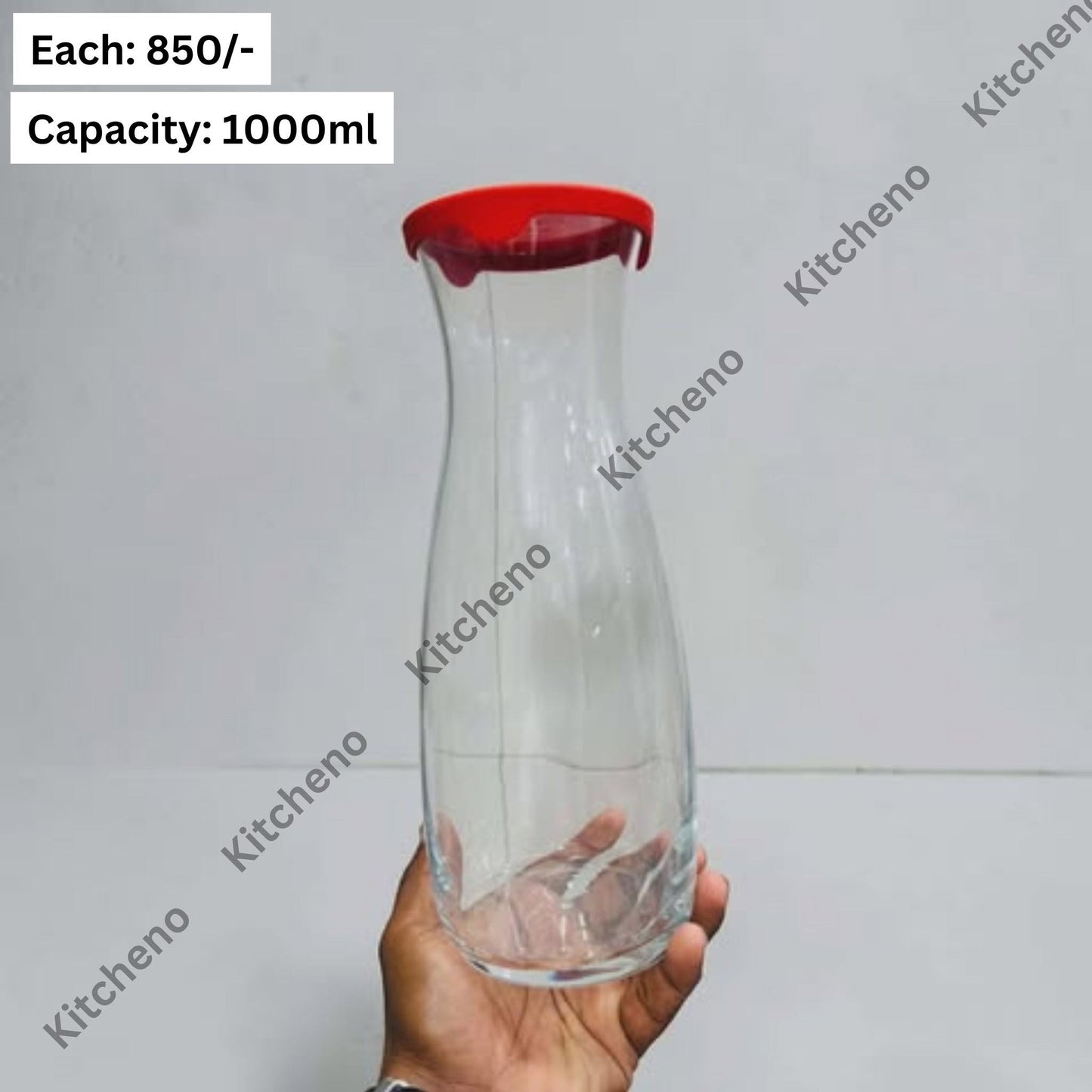 1000ml Turkish Glass Water Bottle with Plastic Lid
