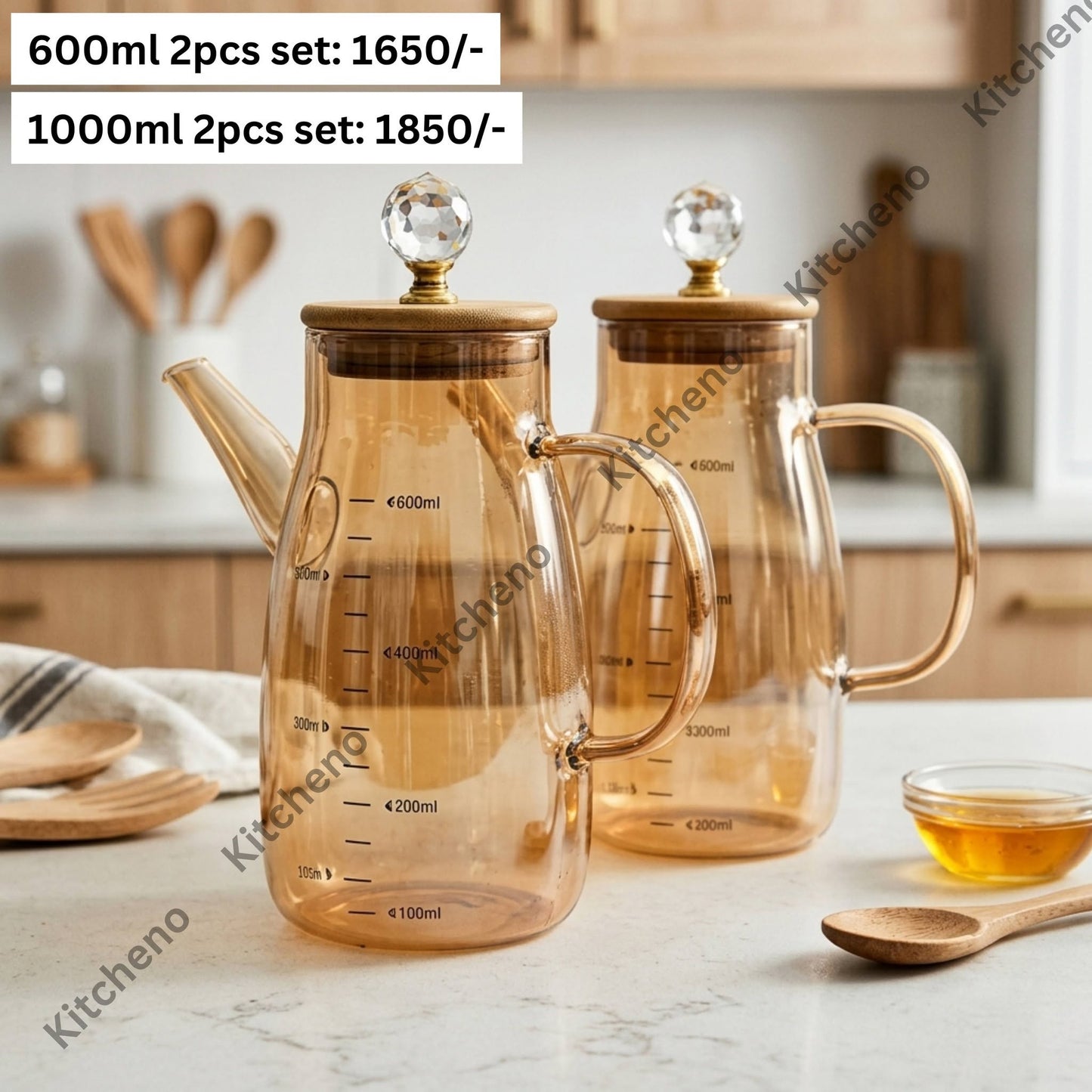2 Pcs Glass Oil Dispenser Set