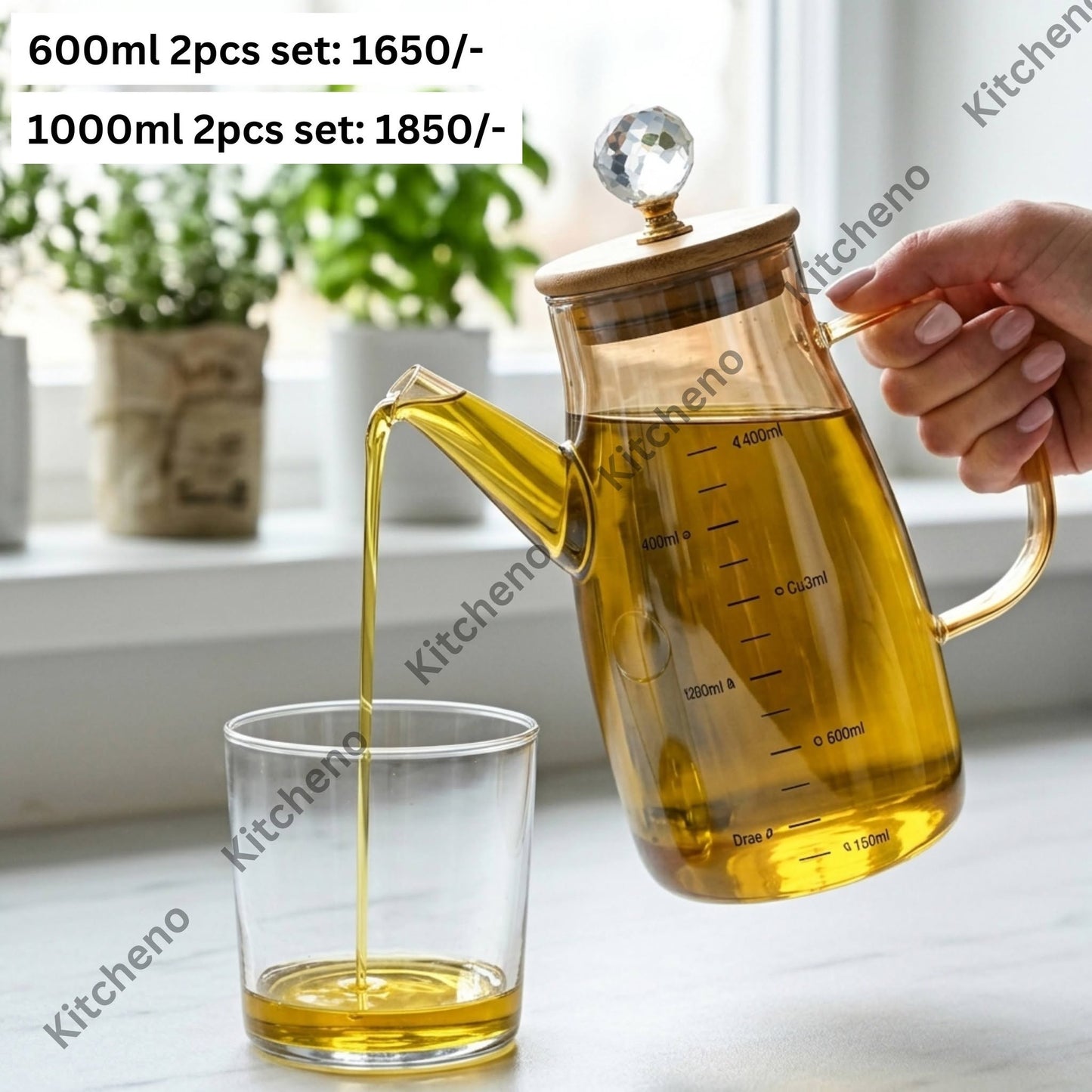 2 Pcs Glass Oil Dispenser Set