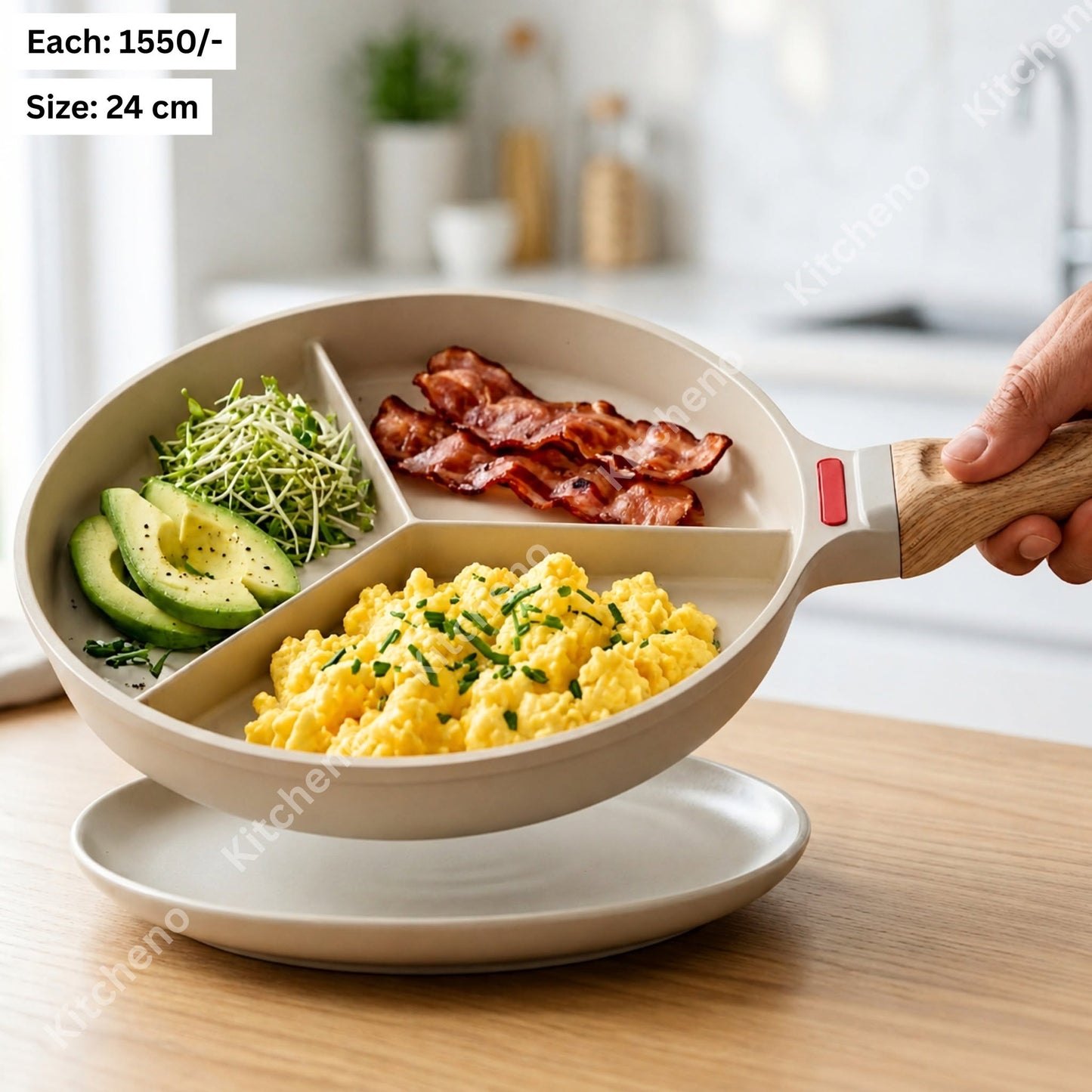Multi-Purpose Non-Stick Frying Pan with Wooden Handle