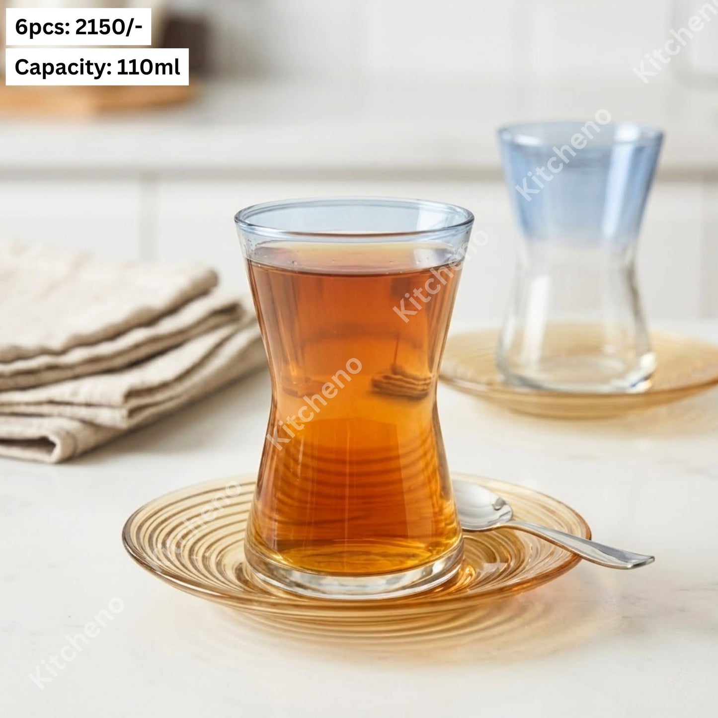 Turkish Ombre Colorful Heat-Proof Glass Tea & Coffee Cup Set with Saucer