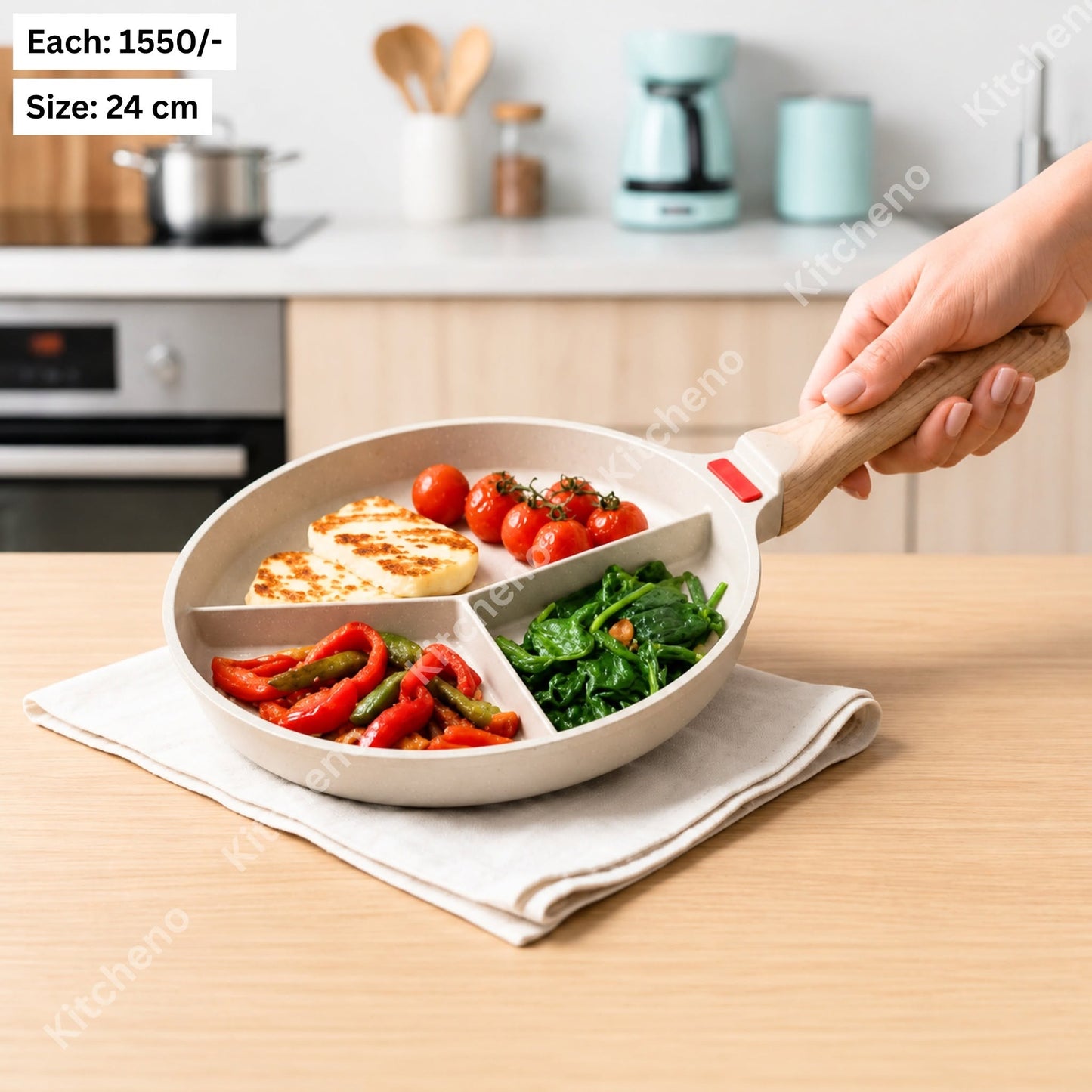 Multi-Purpose Non-Stick Frying Pan with Wooden Handle