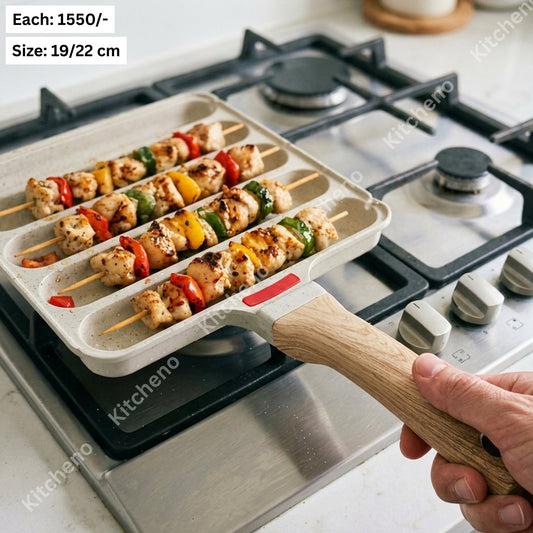 Non Stick Sausage Grill Pan Grill Pan with Wooden Handle