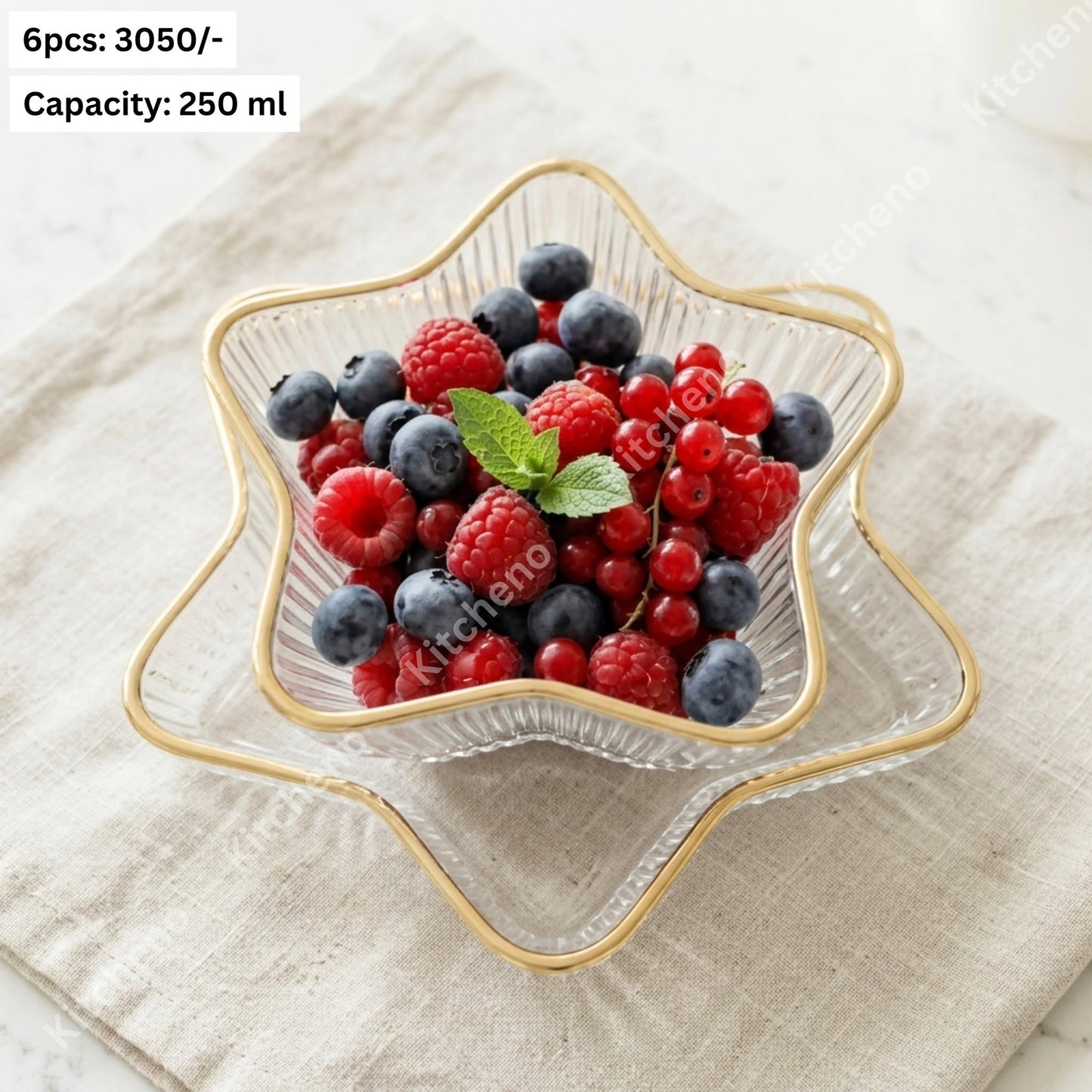 Star Shaped Dessert Bowl Set with Golden Stripe