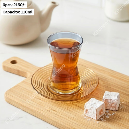 Turkish Ombre Colorful Heat-Proof Glass Tea & Coffee Cup Set with Saucer