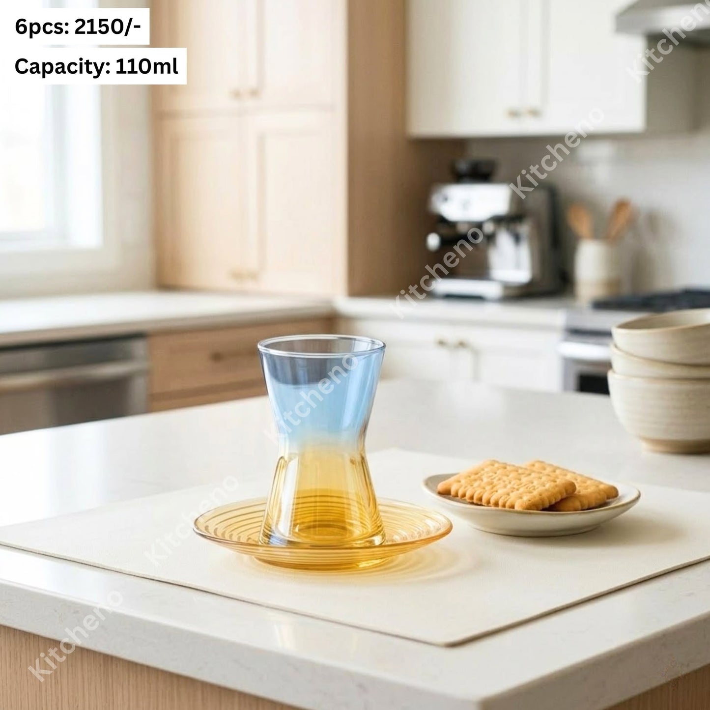 Turkish Ombre Colorful Heat-Proof Glass Tea & Coffee Cup Set with Saucer