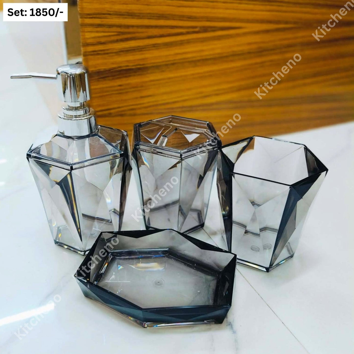 Modern Grey Acrylic Bathroom Dispenser Set