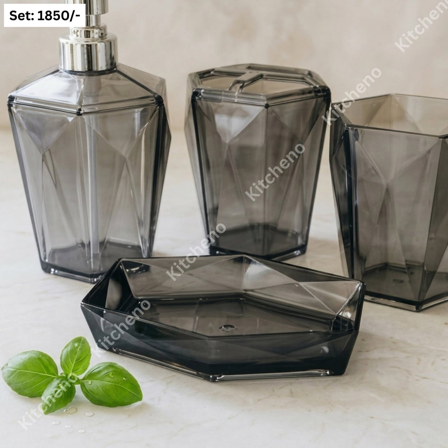Modern Grey Acrylic Bathroom Dispenser Set