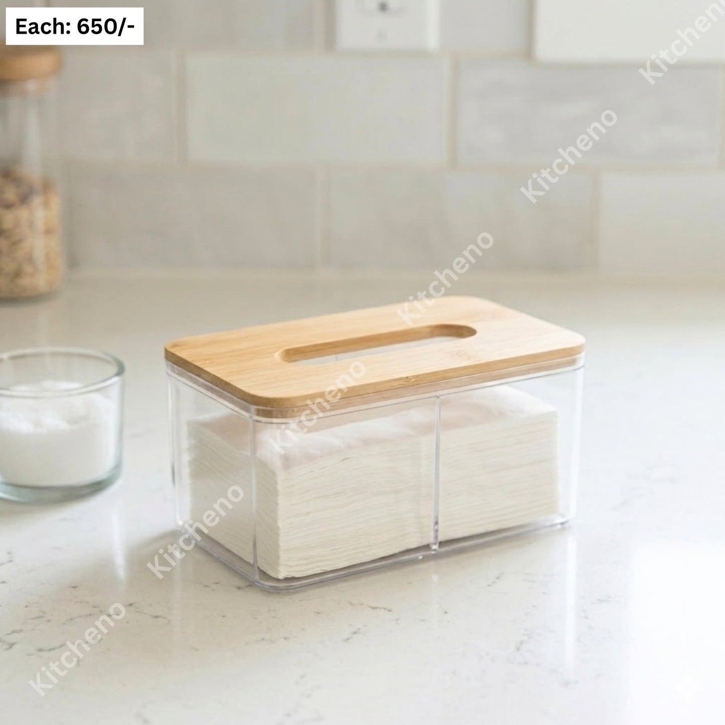 Fiber Tissue Holder with Bamboo Lid