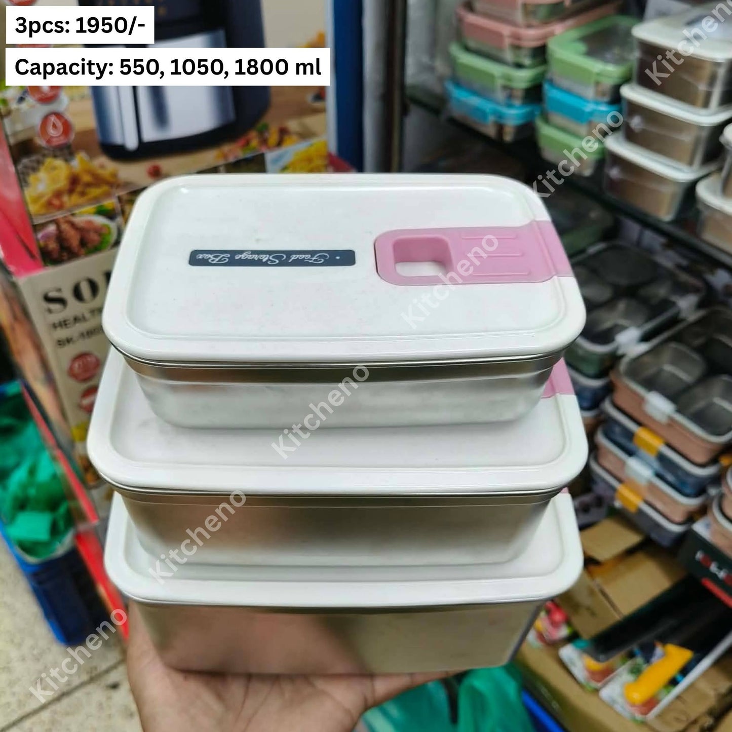 Stackable 3-Piece Stainless Steel Food Storage Container Set