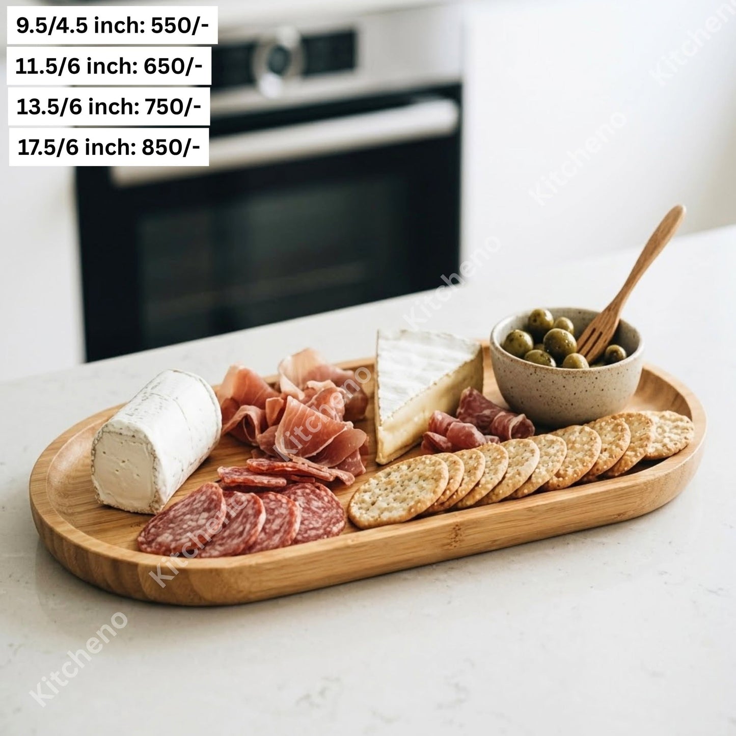 Natural Bamboo Serving Tray & Charcuterie Board Set