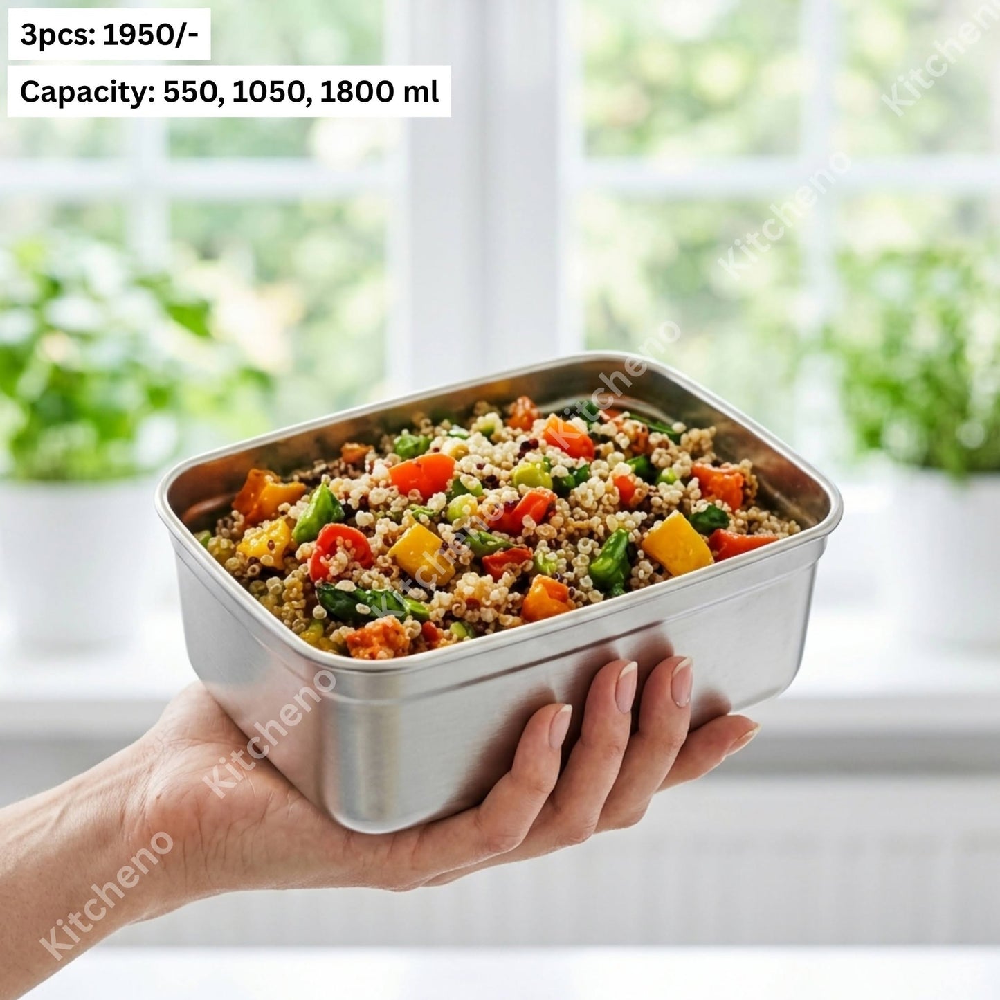 Stackable 3-Piece Stainless Steel Food Storage Container Set