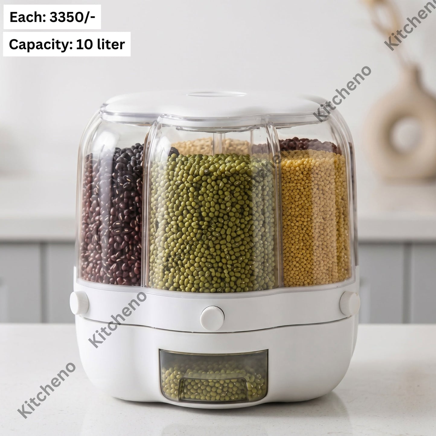 Space-Saving Rotating Grain and Bean Dispenser