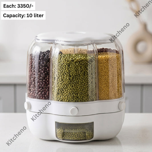 Space-Saving Rotating Grain and Bean Dispenser