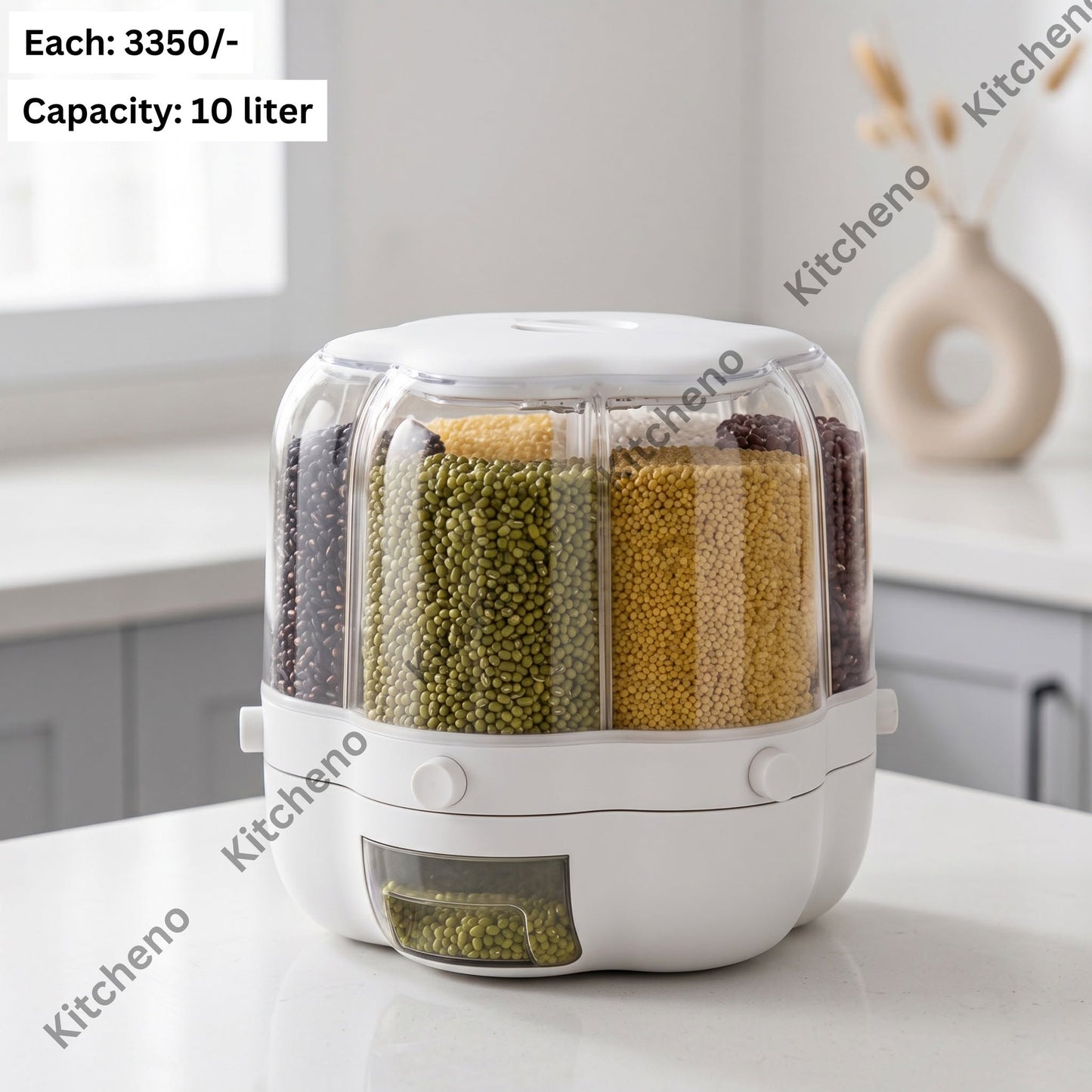 Space-Saving Rotating Grain and Bean Dispenser