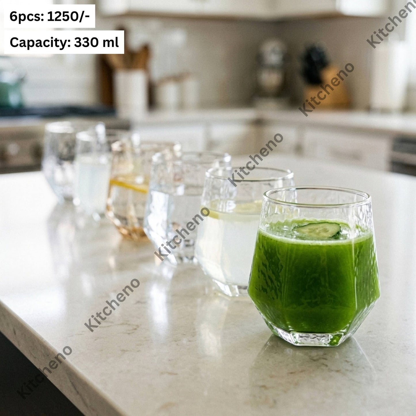 Modern Geometric Hammered Glass Set