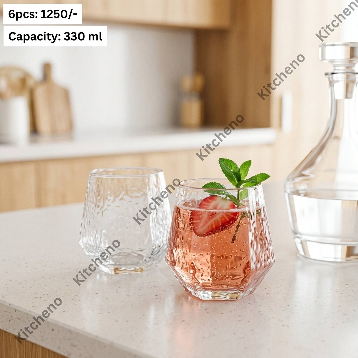 Modern Geometric Hammered Glass Set