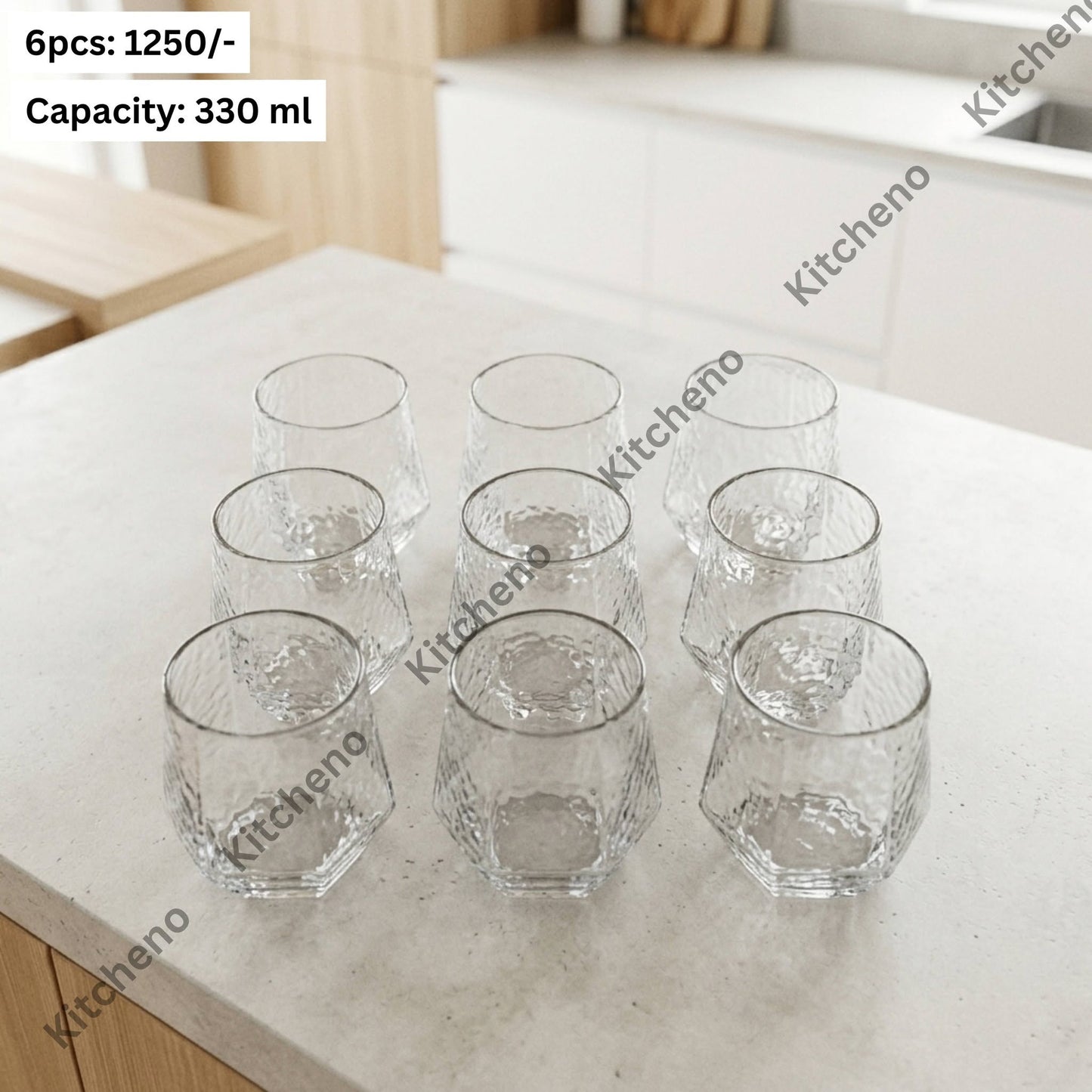 Modern Geometric Hammered Glass Set