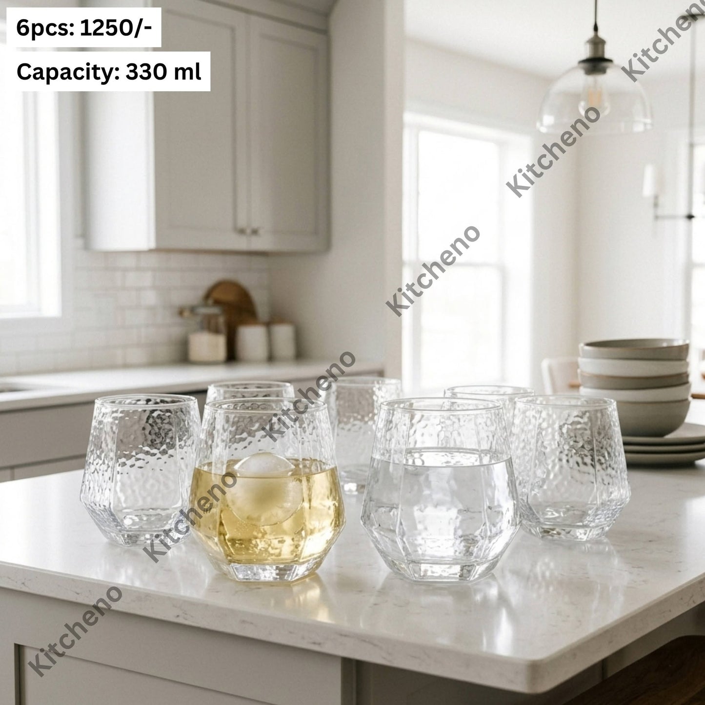 Modern Geometric Hammered Glass Set